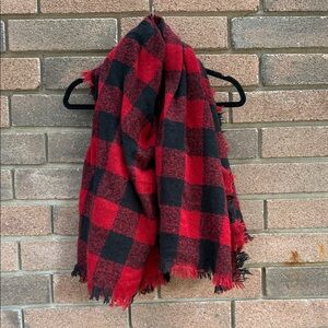 Plaid Red and Black Buffalo Plaid Scarf OS
